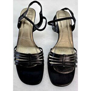 EASY SPIRIT Black Leather Strappy Sandals With Low Heels 8.5 M